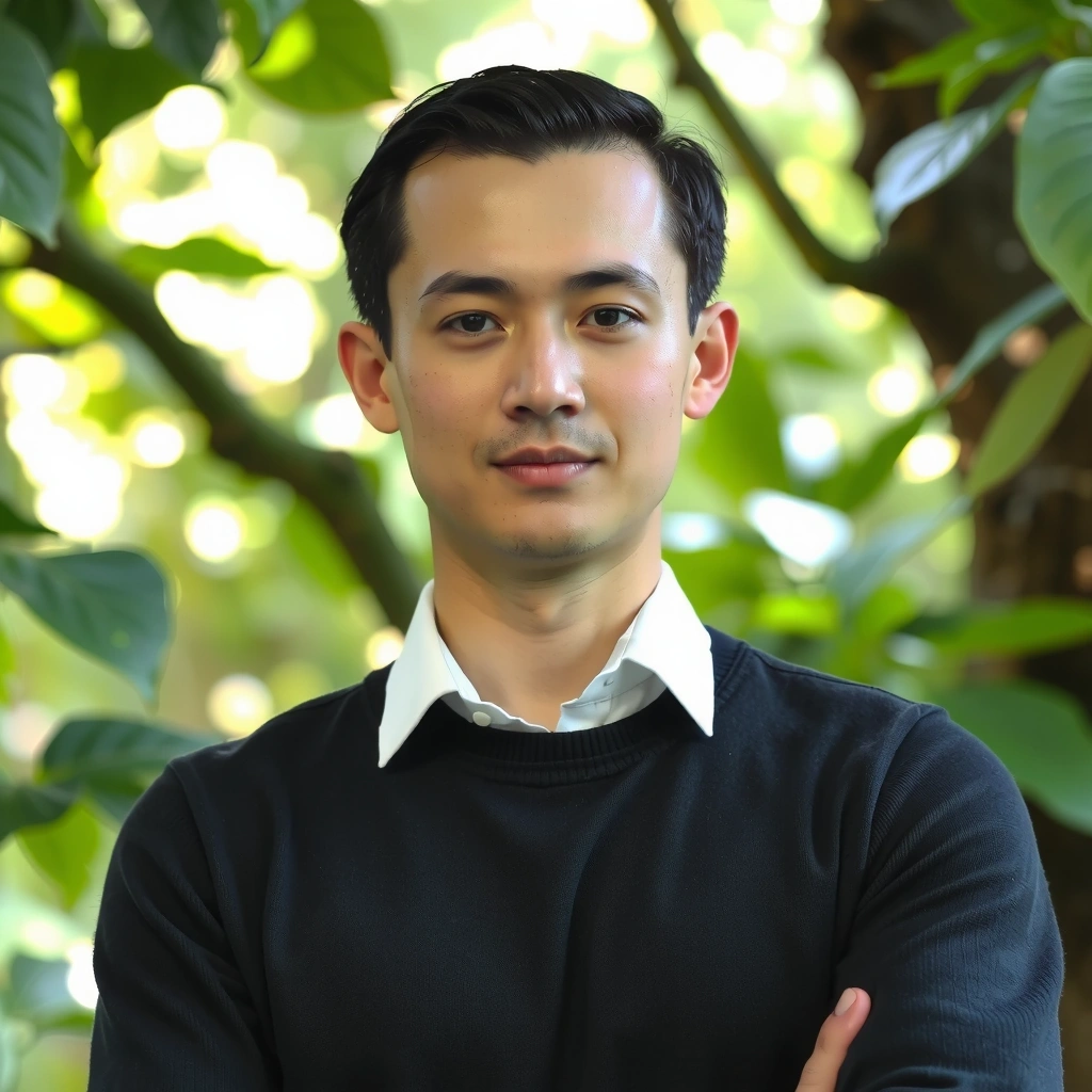 Retrato de un experto en bienestar con fondo natural